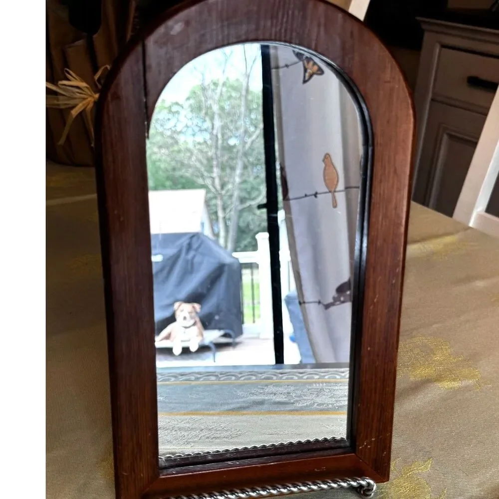 Vintage wooden arch top mirror great small size must see